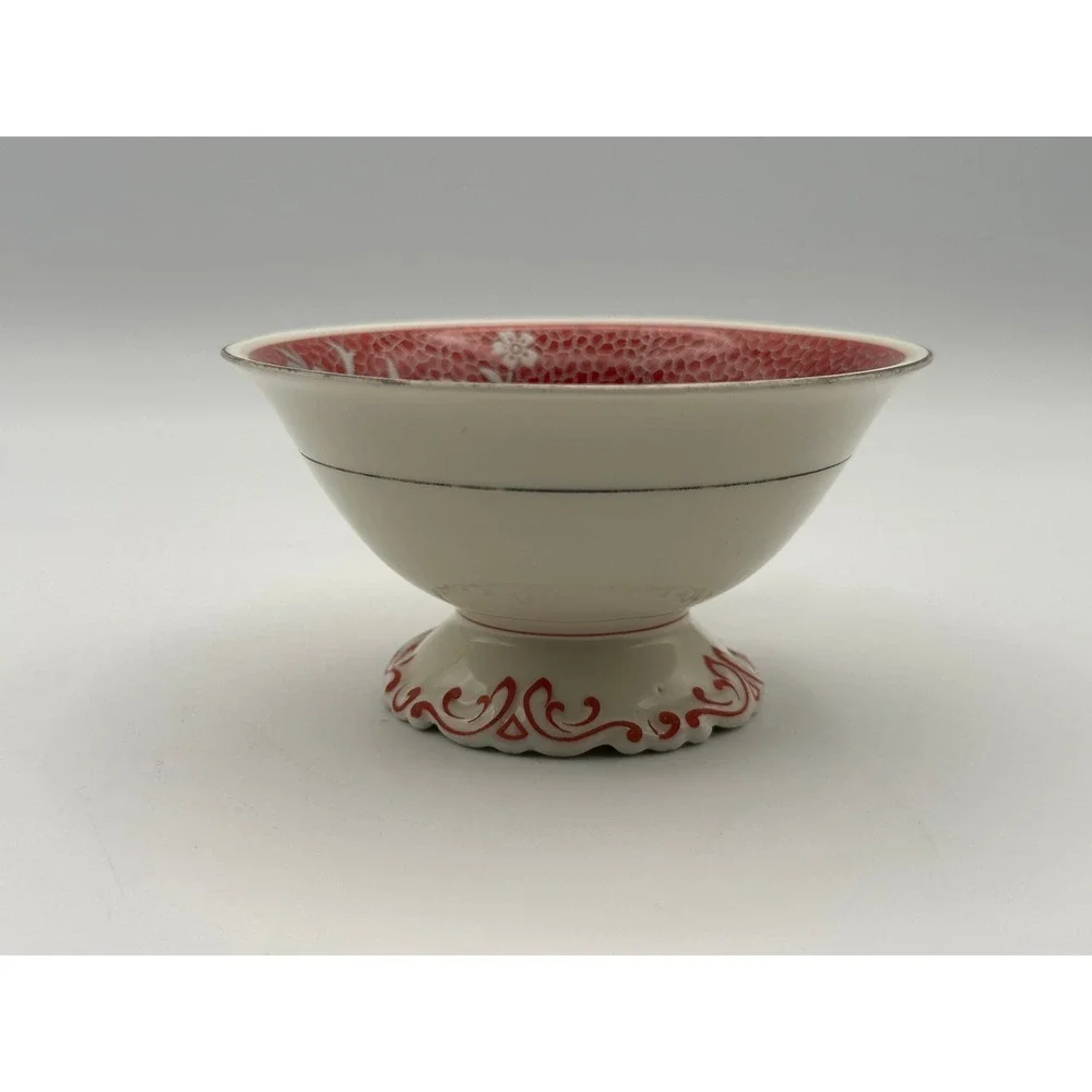 Vintage Seltmann Weiden Germany Tea Cup Saucer Plate Set Red Silver Plated Trim